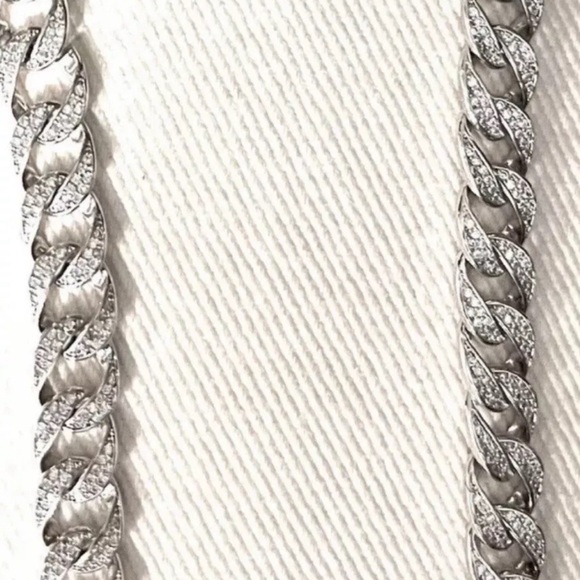 Hip Hop Iced out bling Cuban Link Curb Chain white gold fill Zirconia Necklace - Picture 9 of 10